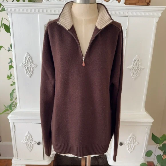 Vintage Made in Italy Brown Cashmere 1/4 Zip - Picture 4 of 9